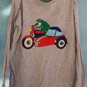 Mini Boden Gray Tee with Frog on Red Motorcycle
